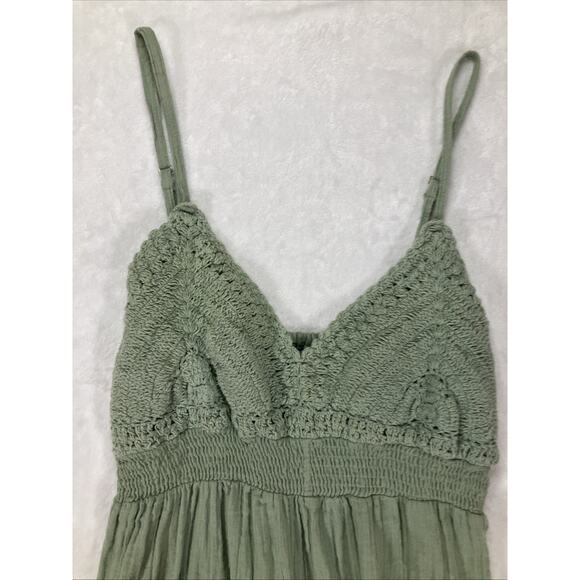 BOHO ME Dress Maxi Cotton Crochet Adjustable Straps Sundress Size Medium Cottage - Picture 3 of 11